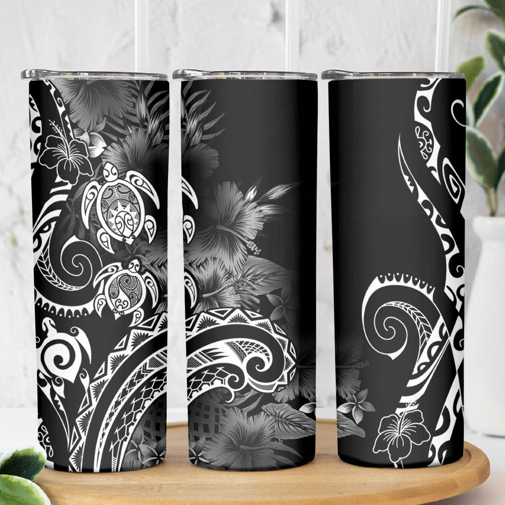 Aloha Hawaii Turtles Floral Skinny Tumbler Obsidian Glaze LT7 - Polynesian Pride
