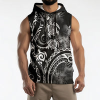 Aloha Hawaii Turtles Floral Sleeveless Hoodie Obsidian Glaze LT7 - Polynesian Pride