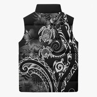 Aloha Hawaii Turtles Floral Sleeveless Puffer Jacket Obsidian Glaze LT7 - Polynesian Pride