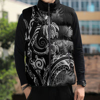 Aloha Hawaii Turtles Floral Sleeveless Puffer Jacket Obsidian Glaze LT7 - Polynesian Pride