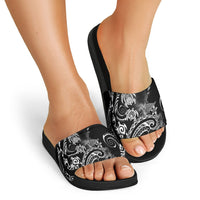 Aloha Hawaii Turtles Floral Slide Sandals Obsidian Glaze LT7 - Polynesian Pride