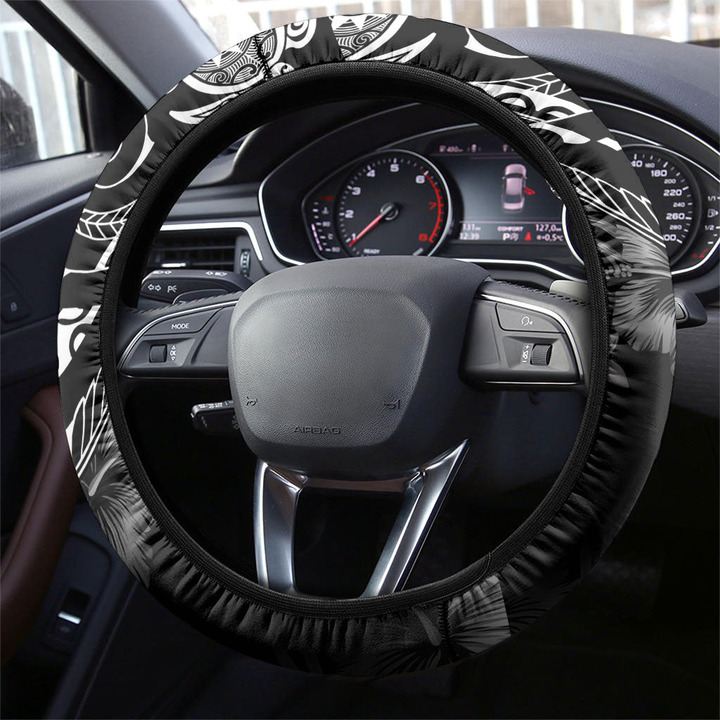 Aloha Hawaii Turtles Floral Steering Wheel Cover Obsidian Glaze LT7 - Polynesian Pride