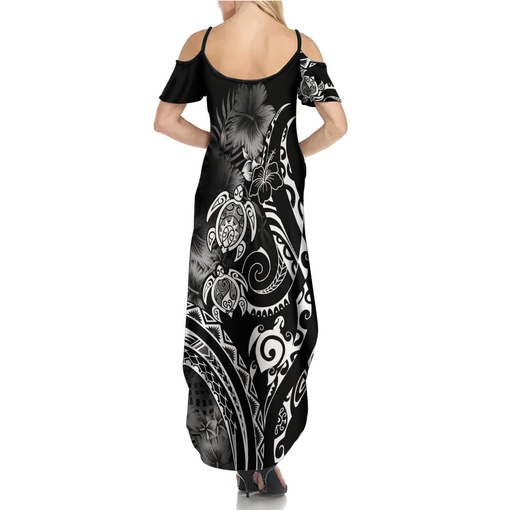 Aloha Hawaii Turtles Floral Summer Maxi Dress Obsidian Glaze LT7 - Polynesian Pride