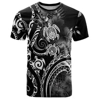 Aloha Hawaii Turtles Floral T Shirt Obsidian Glaze LT7 Black - Polynesian Pride