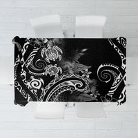 Aloha Hawaii Turtles Floral Tablecloth Obsidian Glaze LT7 Black - Polynesian Pride