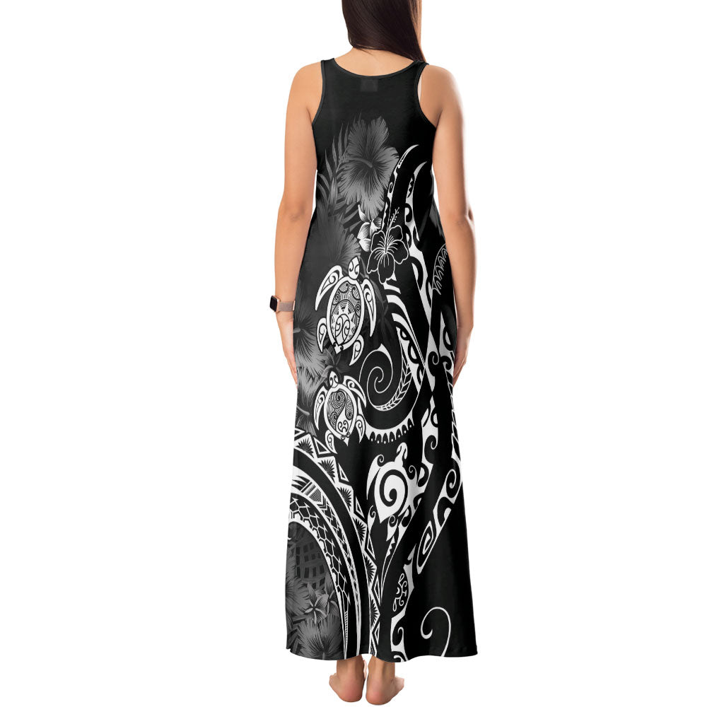 Aloha Hawaii Turtles Floral Tank Maxi Dress Obsidian Glaze LT7 - Polynesian Pride