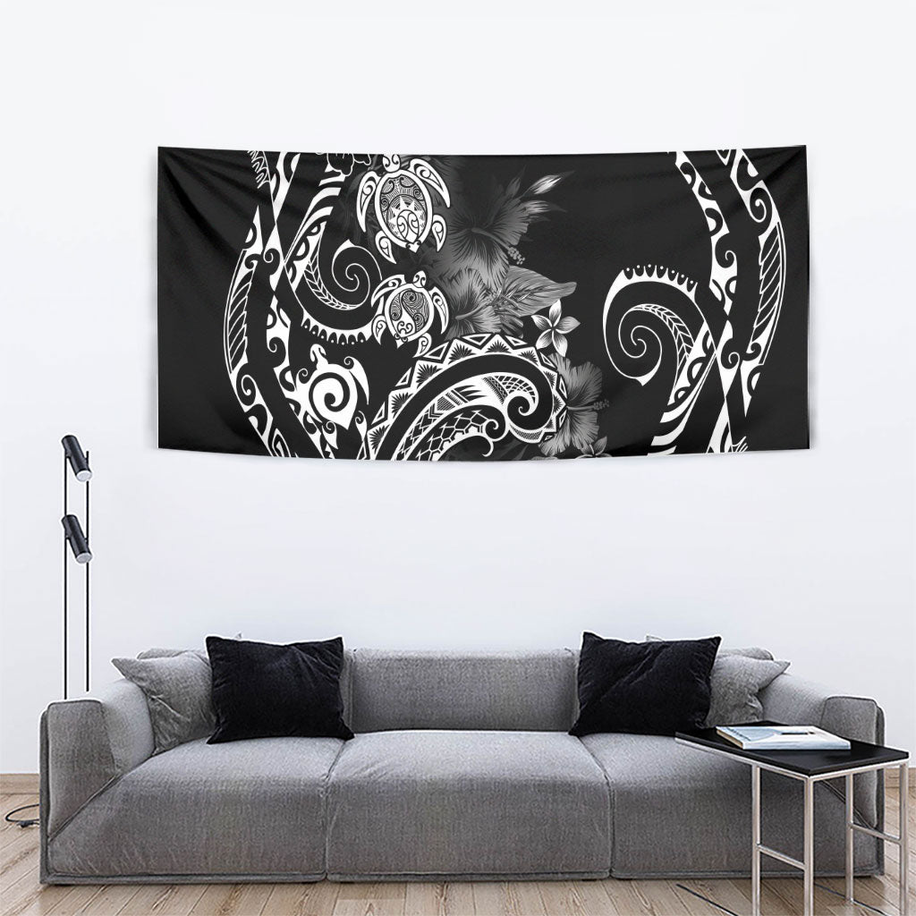 Aloha Hawaii Turtles Floral Tapestry Obsidian Glaze LT7 - Polynesian Pride