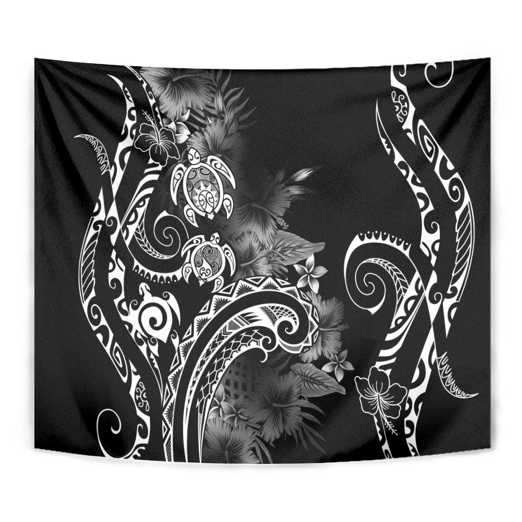 Aloha Hawaii Turtles Floral Tapestry Obsidian Glaze LT7 - Polynesian Pride