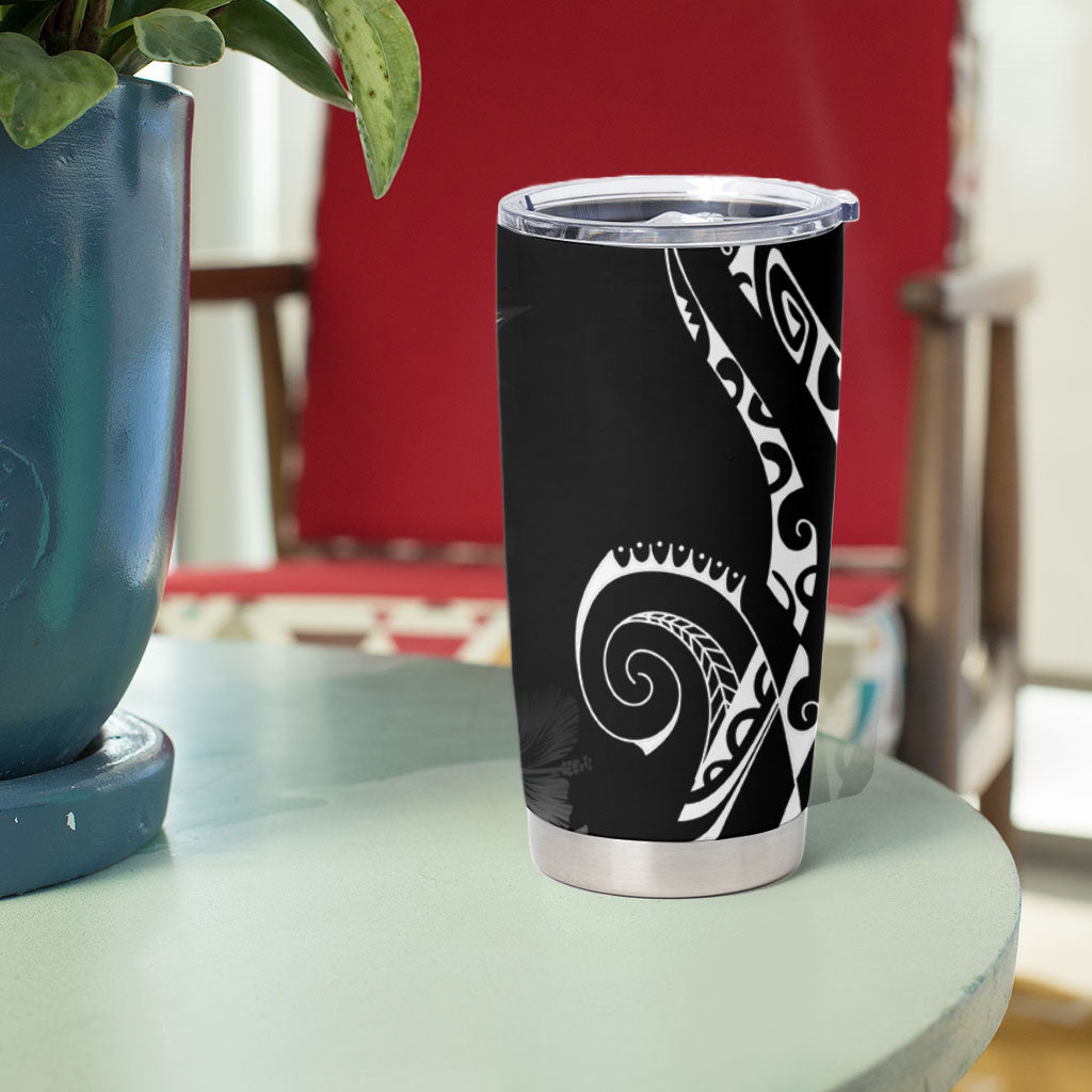 Aloha Hawaii Turtles Floral Tumbler Cup Obsidian Glaze LT7 - Polynesian Pride
