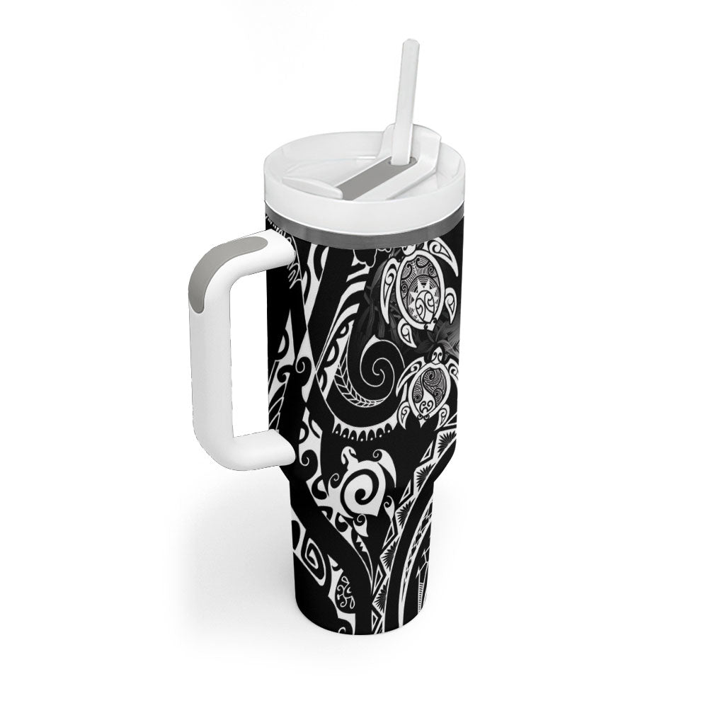 Aloha Hawaii Turtles Floral Tumbler With Handle Obsidian Glaze LT7 - Polynesian Pride
