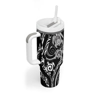 Aloha Hawaii Turtles Floral Tumbler With Handle Obsidian Glaze LT7 - Polynesian Pride