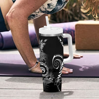 Aloha Hawaii Turtles Floral Tumbler With Handle Obsidian Glaze LT7 - Polynesian Pride