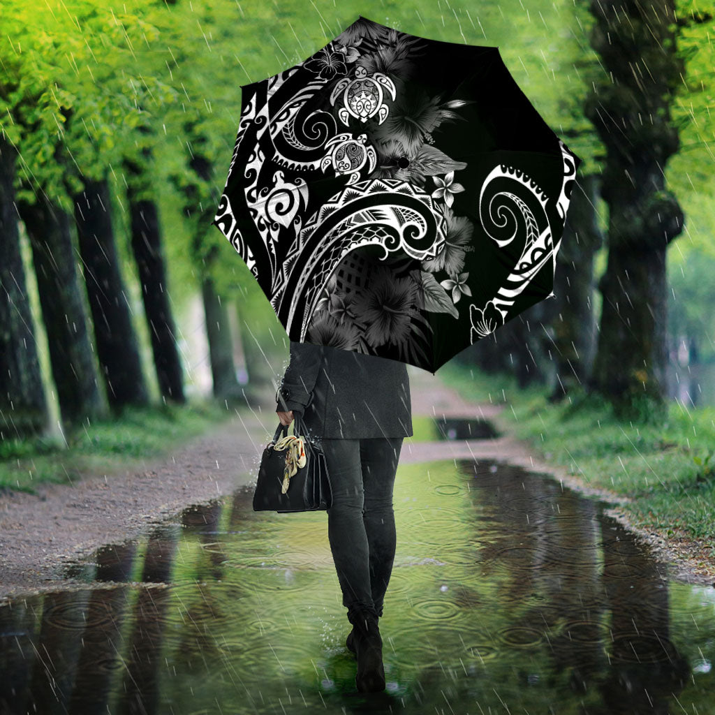Aloha Hawaii Turtles Floral Umbrella Obsidian Glaze LT7 - Polynesian Pride