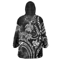 Aloha Hawaii Turtles Floral Wearable Blanket Hoodie Obsidian Glaze LT7 - Polynesian Pride