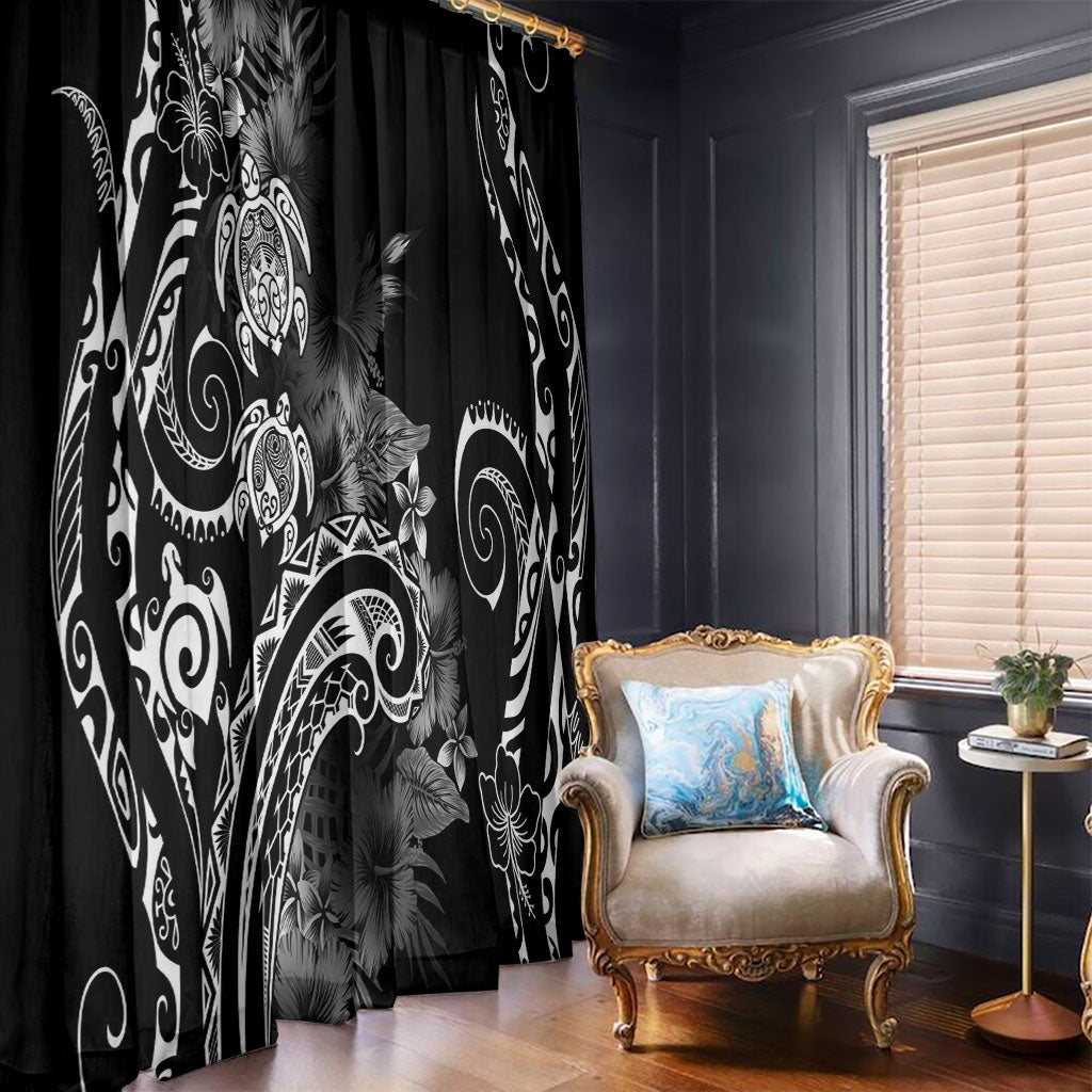 Aloha Hawaii Turtles Floral Window Curtain Obsidian Glaze LT7 - Polynesian Pride