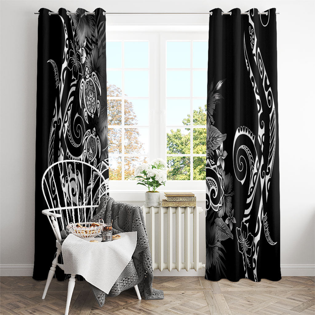 Aloha Hawaii Turtles Floral Window Curtain Obsidian Glaze LT7 - Polynesian Pride