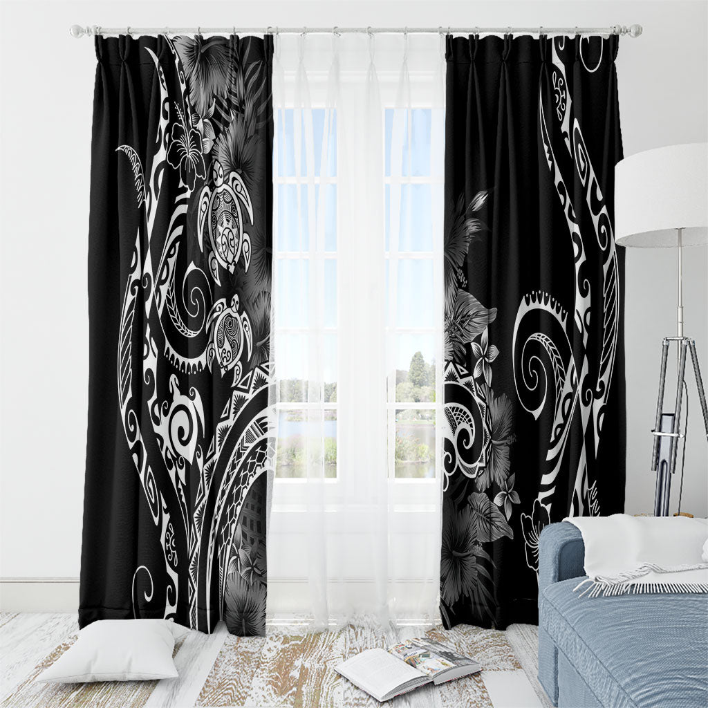 Aloha Hawaii Turtles Floral Window Curtain Obsidian Glaze LT7 - Polynesian Pride