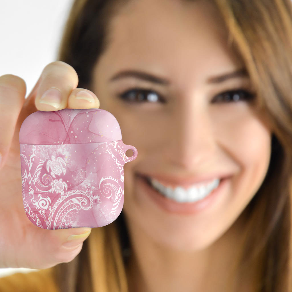 Aloha Hawaii Turtles Floral AirPods Case Pink Marbles Glaze LT7 - Polynesian Pride
