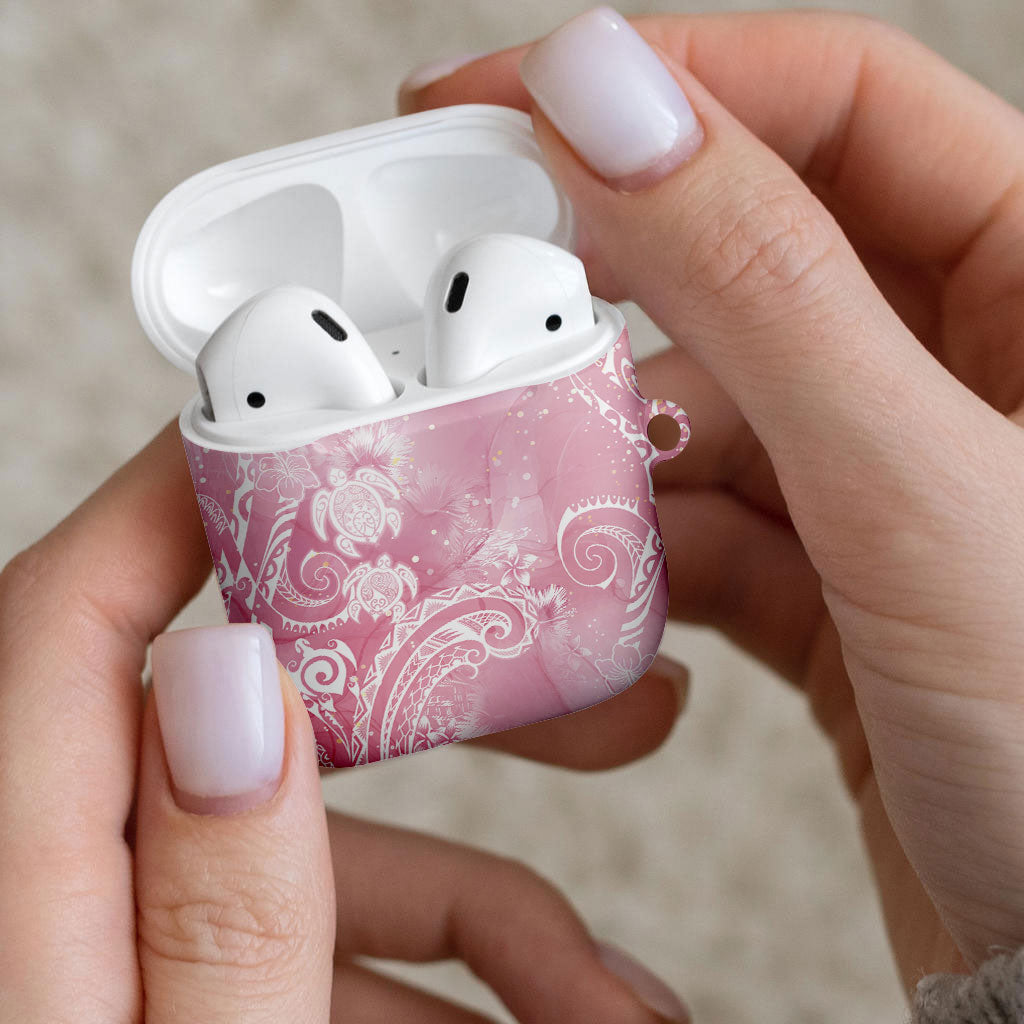 Aloha Hawaii Turtles Floral AirPods Case Pink Marbles Glaze LT7 - Polynesian Pride