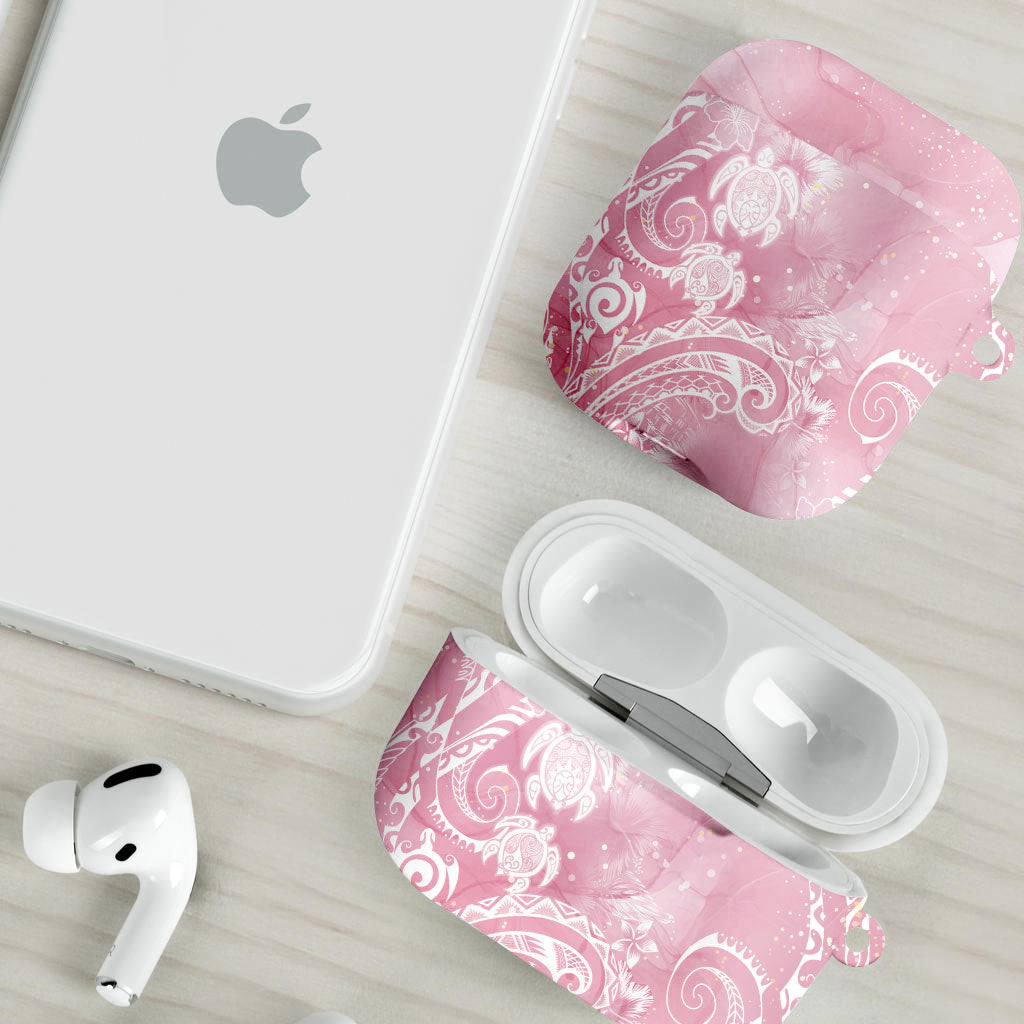 Aloha Hawaii Turtles Floral AirPods Case Pink Marbles Glaze LT7 - Polynesian Pride