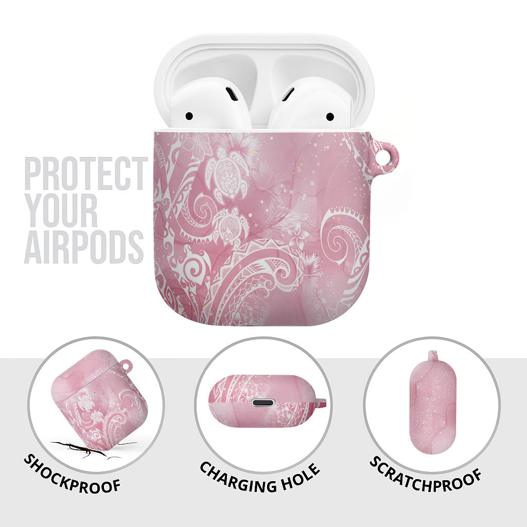 Aloha Hawaii Turtles Floral AirPods Case Pink Marbles Glaze LT7 - Polynesian Pride