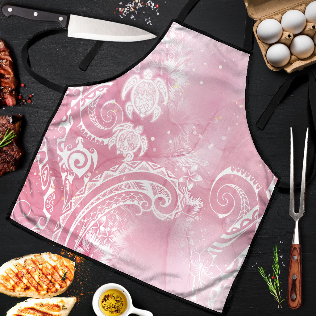 Aloha Hawaii Turtles Floral Apron Pink Marbles Glaze LT7 Pink - Polynesian Pride