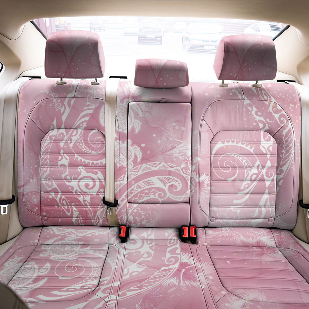 Aloha Hawaii Turtles Floral Back Car Seat Cover Pink Marbles Glaze LT7 - Polynesian Pride