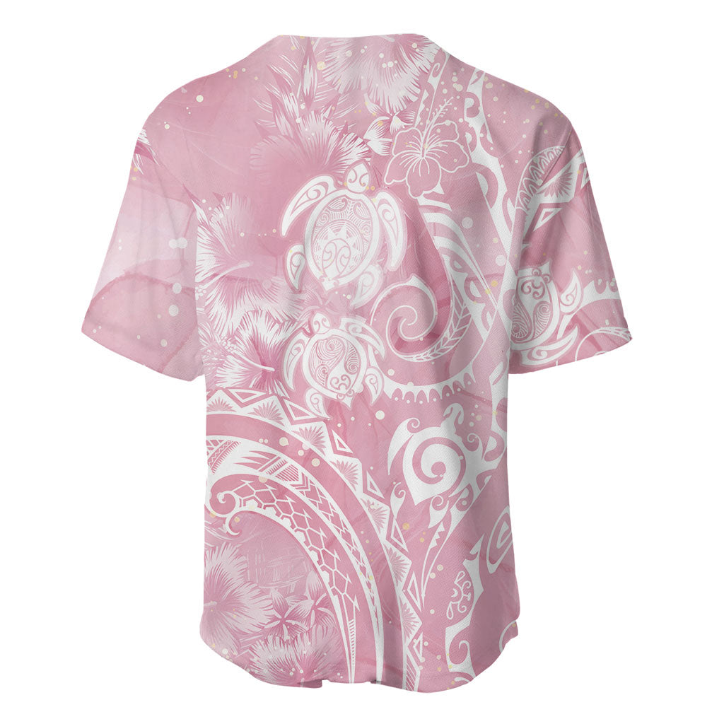 Aloha Hawaii Turtles Floral Baseball Jersey Pink Marbles Glaze LT7 - Polynesian Pride