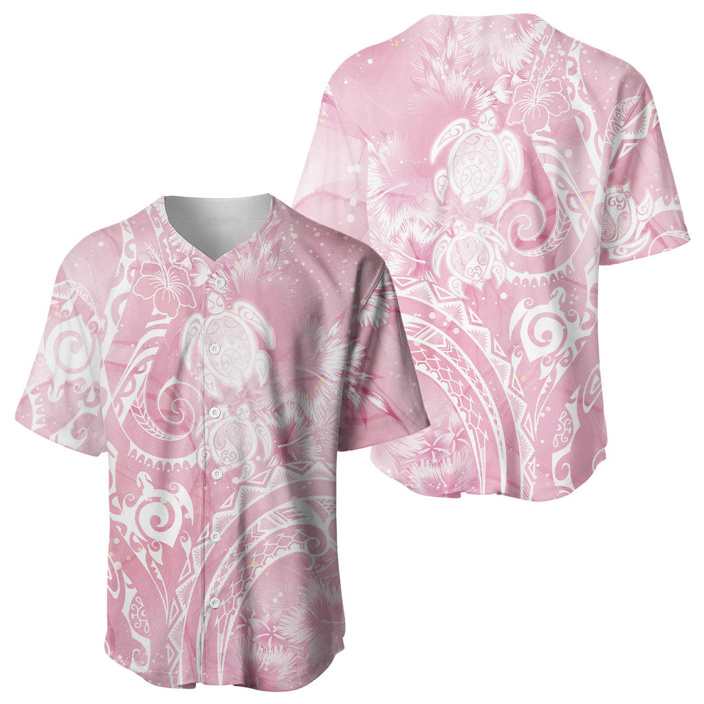 Aloha Hawaii Turtles Floral Baseball Jersey Pink Marbles Glaze LT7 - Polynesian Pride