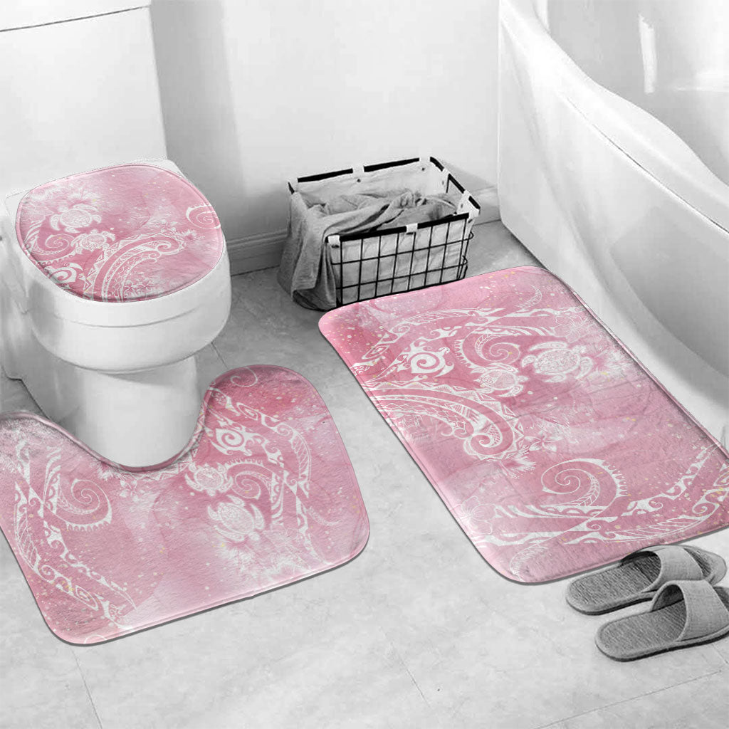 Aloha Hawaii Turtles Floral Bathroom Set Pink Marbles Glaze LT7 Mat Set Only (3 pcs) One Size Pink - Polynesian Pride