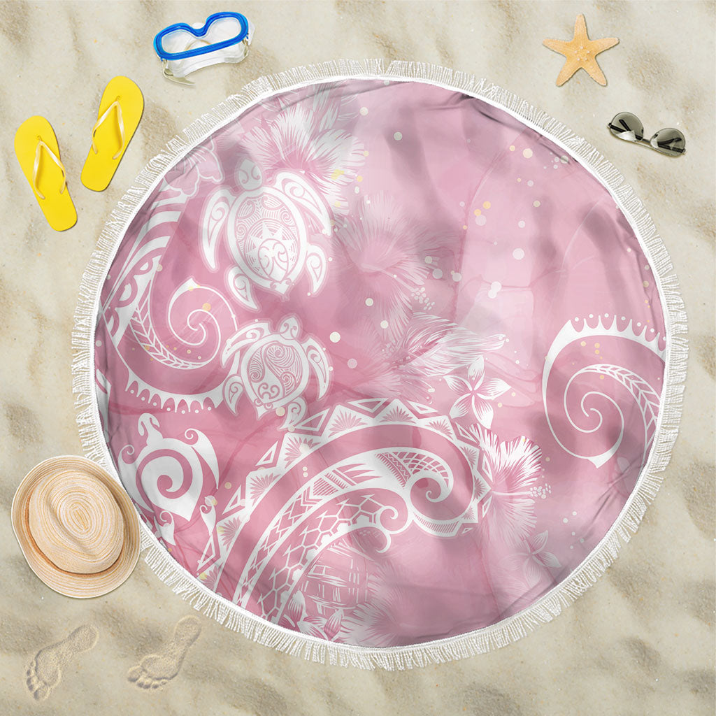 Aloha Hawaii Turtles Floral Beach Blanket Pink Marbles Glaze LT7 One Size 150cm Pink - Polynesian Pride