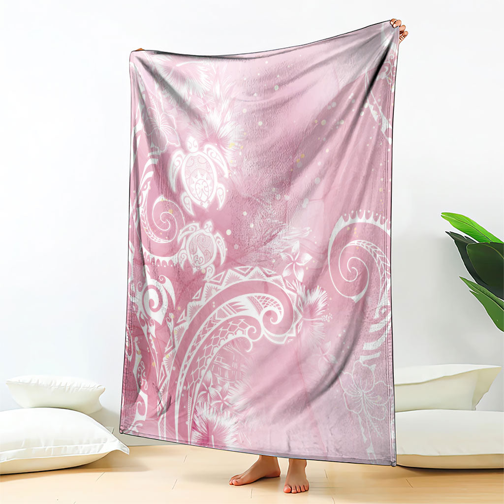 Aloha Hawaii Turtles Floral Blanket Pink Marbles Glaze LT7 - Polynesian Pride