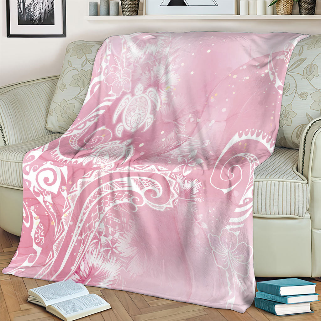 Aloha Hawaii Turtles Floral Blanket Pink Marbles Glaze LT7 - Polynesian Pride