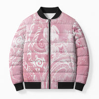 Aloha Hawaii Turtles Floral Bomber Puffer Jacket Pink Marbles Glaze LT7 Unisex Pink - Polynesian Pride