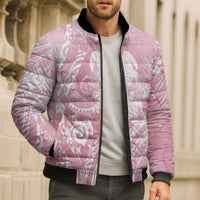 Aloha Hawaii Turtles Floral Bomber Puffer Jacket Pink Marbles Glaze LT7 - Polynesian Pride
