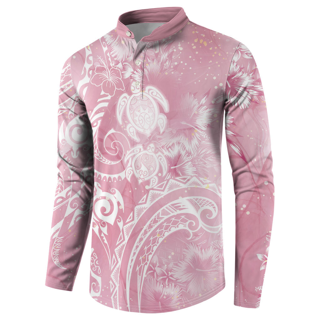 Aloha Hawaii Turtles Floral Button Sweatshirt Pink Marbles Glaze LT7 - Polynesian Pride