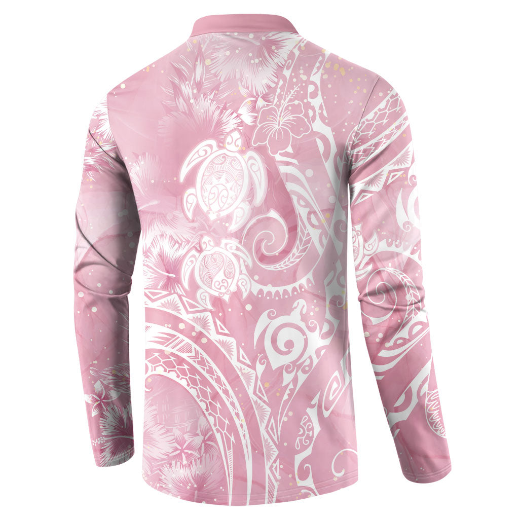 Aloha Hawaii Turtles Floral Button Sweatshirt Pink Marbles Glaze LT7 - Polynesian Pride