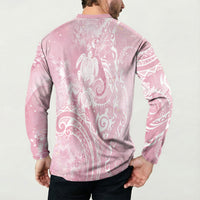 Aloha Hawaii Turtles Floral Button Sweatshirt Pink Marbles Glaze LT7 - Polynesian Pride