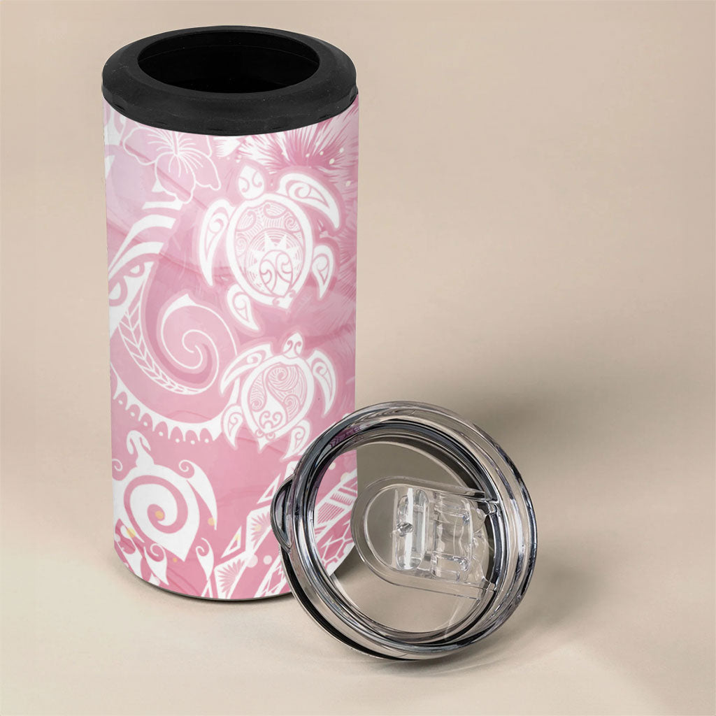 Aloha Hawaii Turtles Floral 4 in 1 Can Cooler Tumbler Pink Marbles Glaze LT7 - Polynesian Pride