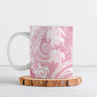 Aloha Hawaii Turtles Floral Ceramic Mug Pink Marbles Glaze LT7 Pink - Polynesian Pride