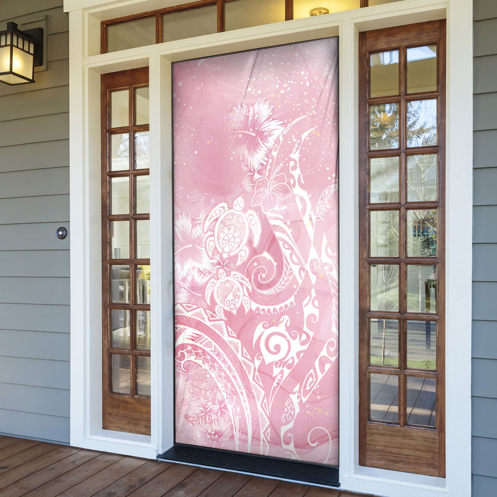 Aloha Hawaii Turtles Floral Door Cover Pink Marbles Glaze LT7 - Polynesian Pride