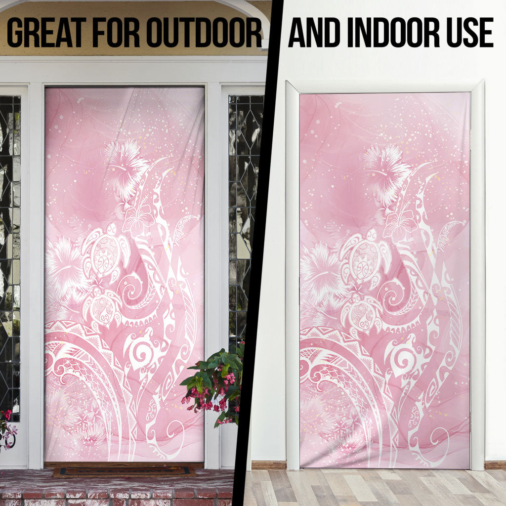 Aloha Hawaii Turtles Floral Door Cover Pink Marbles Glaze LT7 - Polynesian Pride