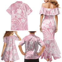 Aloha Hawaii Turtles Floral Family Matching Mermaid Dress and Hawaiian Shirt Pink Marbles Glaze LT7 - Polynesian Pride