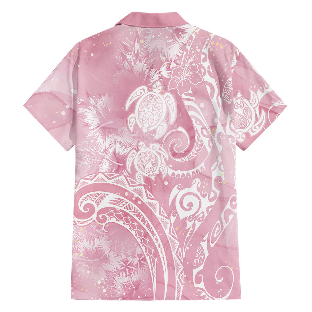 Aloha Hawaii Turtles Floral Family Matching Mermaid Dress and Hawaiian Shirt Pink Marbles Glaze LT7 - Polynesian Pride