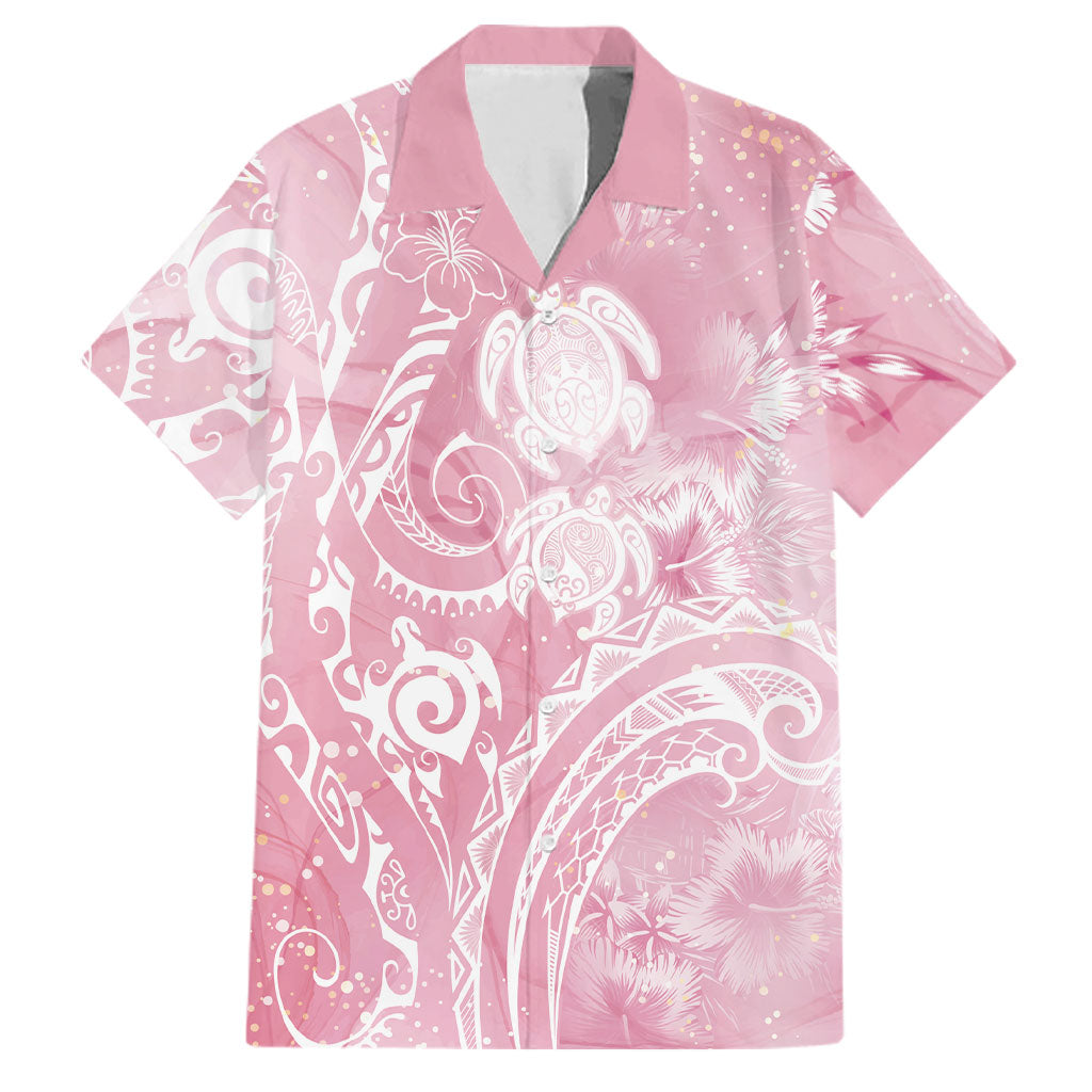 Aloha Hawaii Turtles Floral Family Matching Tank Maxi Dress and Hawaiian Shirt Pink Marbles Glaze LT7 Dad's Shirt - Short Sleeve Pink - Polynesian Pride