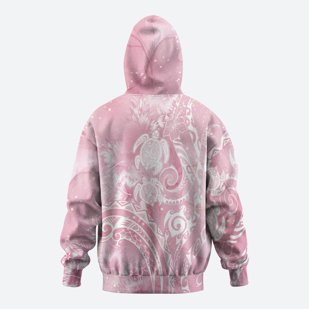 Aloha Hawaii Turtles Floral Hoodie Pink Marbles Glaze LT7 - Polynesian Pride
