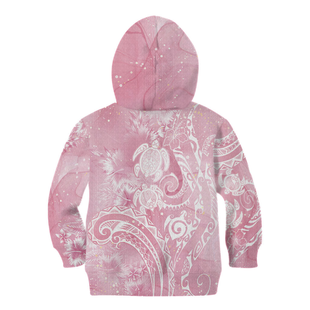 Aloha Hawaii Turtles Floral Kid Hoodie Pink Marbles Glaze LT7 - Polynesian Pride