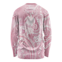 Aloha Hawaii Turtles Floral Long Sleeve Shirt Pink Marbles Glaze LT7 - Polynesian Pride