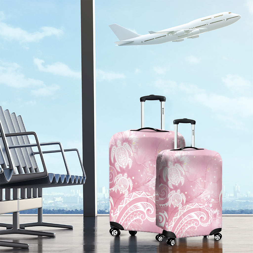 Aloha Hawaii Turtles Floral Luggage Cover Pink Marbles Glaze LT7 - Polynesian Pride