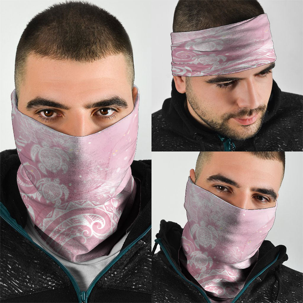 Aloha Hawaii Turtles Floral Neck Gaiter Pink Marbles Glaze LT7 - Polynesian Pride